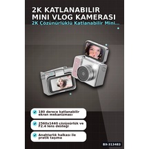 2k 1.47 İps Ekranlı 180 Derece Katlanabilir Mini Vlog Kamerası - Anahtarlık Boy Bx-313483 Rekli