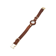 Doggo Gerçek Deriden El Yapımı Köpek Tasması Apple Airtag Uyumlu 50 CM Antik Kahve Kahverengi Standart