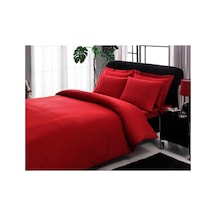 Basic Stripe Düz %100 Pamuk Nevresim Takımı, Kırmızı, Çift Kişilik Çok renkli