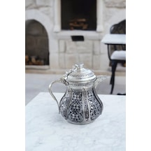 Bakır Sütlük, Sosluk Nakış İşlemeli Gümüş Renk (1 L Kalaylı)
