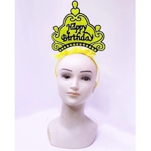 Happy Birthday Neon Sarı Renk Doğum Günü Tacı 24x15 Cm Diğer