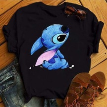 Noıssey Kırmızı Etiket Disney Lilo T-shirt Unisex Model48 17710 Siyah