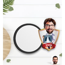 Bk Gift Kişiye Özel Erkek Radyolojist Karikatürlü Ahşap Bardak Altlığı-1