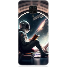 Xiaomi Redmi Note 9 Pro Uyumlu Silikon Kılıf Kitap Ve Astronot