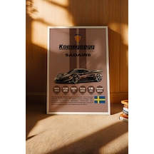 Koenigsegg Sadair's Spear Tablo - Teknik Özellikli Hiper Araba Poster - Çerçeveli Duvar Dekoru Beyaz