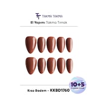 Kkbd1760 Kısa Badem 15'li Tekrar Kullanılabilir El Yapımı Protez Takma Tırnak Xs