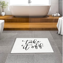Evaşk Banyo Paspası İpeksi Kadifemsi Halı Yüzey Kaymaz Taban 40x60 BM01340B Beyaz