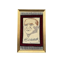 El Dokuma Yağcıbedir Halısı Atatürk Portresi 58x90 Atatürk İmzalı %100 Yün Halı Krem