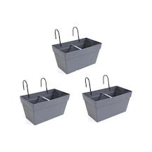 Omnipazar So-yb01a Askılı Yalı Balkon Saksı 6.5 Lt Antrasit 3 Adet
