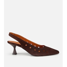 Hotiç Kadın Süet Deri Kahverengi Delikli Arkası Açık Kısa Topuklu Stiletto 01ayh321450a480 01ayh321450a480