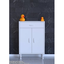 60 X 88 X 32,5 Cm 1 Çekmece 1 Raf 2 Bölmeli Organizatör Düzenleyici Çok Amaçlı Mutfak Dolabı Beyaz