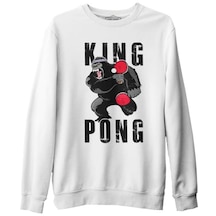 Masa Tenisi - King Pong Beyaz Erkek Kalın Sweatshirt