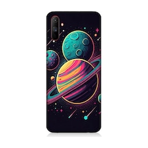 Realme C3 Uyumlu Fantezi Evreninde Renkli Gezegenler Desenli Silikon Kılıf Çok Renkli