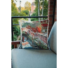 Kırlent Kılıfı Goblen Dokuma Kumaş - 45x45cm Çift Taraflı Biyeli Dekoratif Kırlent Kılıfı - Vs-168 Çok Renkli