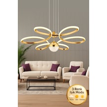Papatya Model Gold Kaplama 3 Renk Metal Salon Mutfak Oturma Yatak Odası Modern Led Sarkıt Avize Gold Kaplama