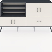 Arges Konsol 5 Raflı Tek Çekmeceli 4 Kapaklı 176x30x99 Antrasit-a Antrasit-aytaşı