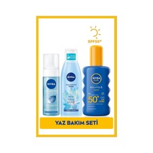 NIVEA Güneş Koruyucu Sprey SPF50 200 ML + Yüz Temizleme Köpüğü 150 ML + Tonik 200 ML