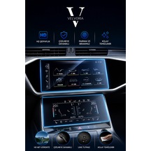 Audi A7 Navigasyon Ve Alt Kontrol Paneli Nano Glass Ekran Koruyucu 2019-2023
