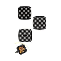Ayrex 3 Adet Isıya Dayanıklı Yıkanılabilir Silikon Airfryer Ve Fırın Pişirme Matı, 21,5 Cm, Kare, Kırmızı Ve