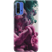 Xiaomi Redmi 9T Kılıf Desenli Pink Green Cloud 1306 Siyah