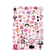 74 Adet Juminocore Pembe Temalı Planlayıcı Sticker Seti - Etiket Seti Scrapbook Bullet Journal