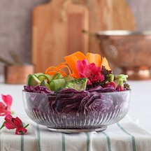 LAV Tokyo Cam Salata Kasesi Tekli Büyük Boy 1500 ml Yuvarlak (Sunum Kasesi , Hazırlık Kasesi)