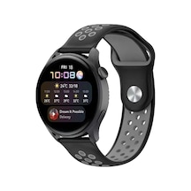 Watch 20mm Spor Delikli Kordon - Siyah-gri Diğer