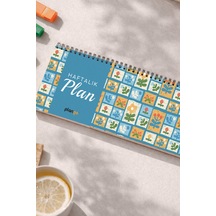 Tarihsiz Spiralli Haftalık Masaüstü Planlayıcı - Kutu Çiçekler - 10x30 Cm Plango Turkuaz