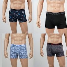 Qulothes Erkek 4'lü Pamuklu Likralı Esnek Kumaş Karışık Boxer Çok Renkli1