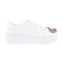 Dgn 872-23y Kadin Burnu Kristal Taş Tokali Bağcikli Ayakkabi 872-1986-R11411 Beyaz