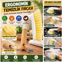 Ergonomik Temizlik Fırçası Bambu Saplı Güçlü Kıl Yapısı Çok Amaçlı Ev Mutfak Banyo Fırçası
