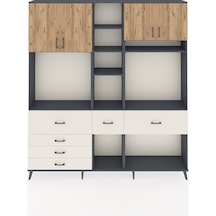 Arges Dolap 11 Raflı 6 Çekmeceli 4 Kapaklı 220x30x243 Antrasit-çam/aytaşı Atlas Çam/aytası