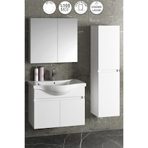 Yıldız 80+35 Cm Beyaz Mdf Lavabolu Asma Banyo Dolabı Takımı Beyaz