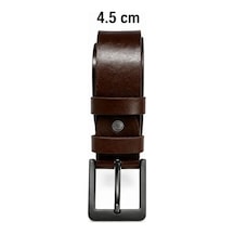 Erkek Hakiki Deri 4.5 Cm Kot Ve Kumaş Pantolon Kemeri Metal Tokalı Kahverengi