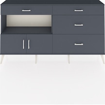 Arges Konsol Tek Raflı 4 Çekmeceli 2 Kapaklı 176x30x99 Antrasit-a Antrasit-antrasit