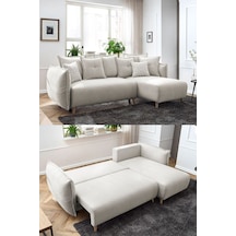 Puffy Sandıklı Köşe Koltuk Krem Sağ Köşe Krem