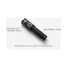 Wt-089 Şarjlı 3 Mod Q5 Led El Feneri Acil Durum Lambası Güvenlik,deprem,yürüyüş Feneri Siyah