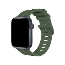 Newface Apple Watch 38mm Kr408 Çizgili Silikon Kordon - Koyu Yeşil Kalem