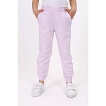 Toontoy Kız Çocuk Beli Paçası Ribanalı Cepli Basic Jogger Eşofman Altı 2 İplik Açık Lila