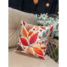 Tr 3d Dijital Baskı Sonbahar Yaprakları Temalı Kırlent Kılıfı, 43x43 Cm, Çok Renkli, 2'li Set Genel