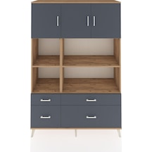 Hyperion Dolap 8 Raflı 4 Çekmeceli 3 Kapaklı 132x44x195 Çam-antrasit/antrasit Antrasıt/antrasıt
