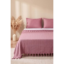 Pembe Natural Çift Kişilik Baskılı Pike & Yatak Örtüsü 200x230 Cm