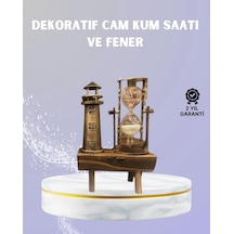 Ahşap Kum Saati Ve Deniz Feneri Figürü Bir Arada Ev & Ofis Dekorasyonu