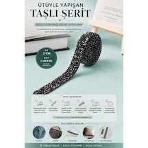 Black Diamond / Antrasit Ütüyle Yapışan Taşlı Şerit Aplik 2 Cm X 1 Metre Abiye Elbise Süsleme Diğer