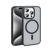 Apple iPhone Uyumlu 15 Pro Max Kılıf Magsafe Destekli Kamera Yükseltili Silikon Mat Parmak İzi Tutmayan Pazarplus Siyah
