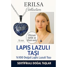 Erilsa Sertifikalı Kalp Model Mini Lapis Lazuli Kolye Bilgelik, İfade Çok Renkli