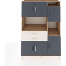 Kronos Dolap 9 Raflı 2 Çekmeceli 6 Kapaklı 132x59x195 Çam-ant... Çam