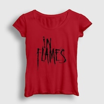 Presmono Kadın Logo In Flames T-shirt Kırmızı