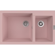 Polex Cristalüx Granit Evye P-1.75 Pembe 1.5 Gözlü Tezgah Altı Ve Tezgah Üstü Mutfak Evyesi 81x50.5 CM