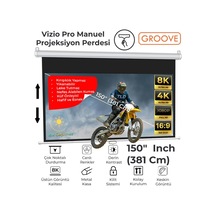 Groove Vizio Pro 150 Inch 332x188cm Blackout Işık Geçirmez Profesyonel Projeksiyon Perdesi +canlı Renkler+göz Koruması+leke Tutmaz Projector
